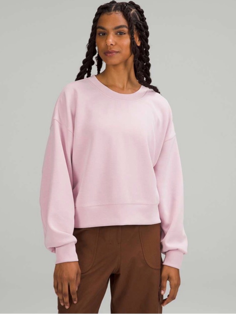 Lululemon Softstreme Perfectly Oversized Cropped Crew
Pink Peony Size 8